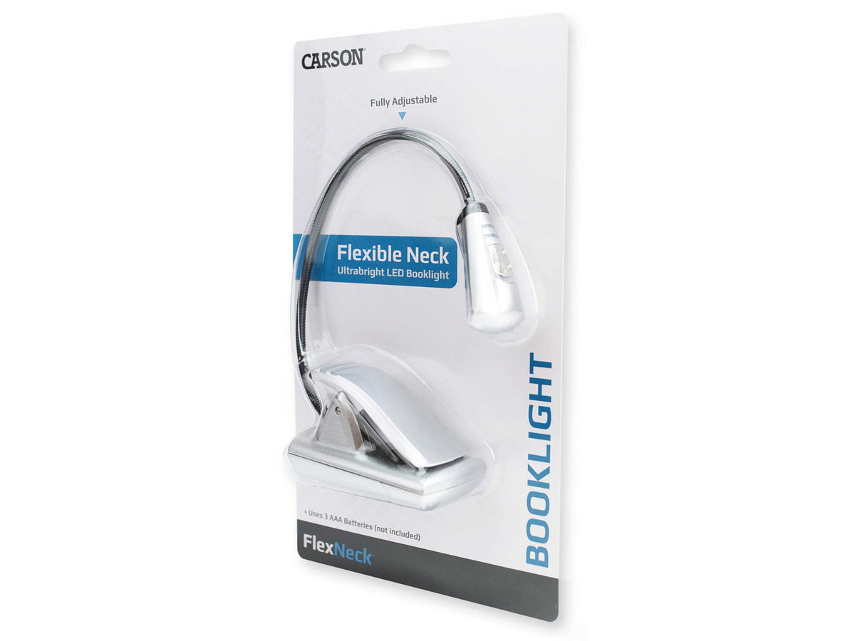 Carson FlexNeck Ultra-Bright Fully Adjustable LED Book Light Silver FL-55