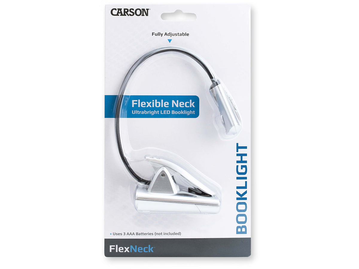 Carson FlexNeck Ultra-Bright Fully Adjustable LED Book Light Silver FL-55