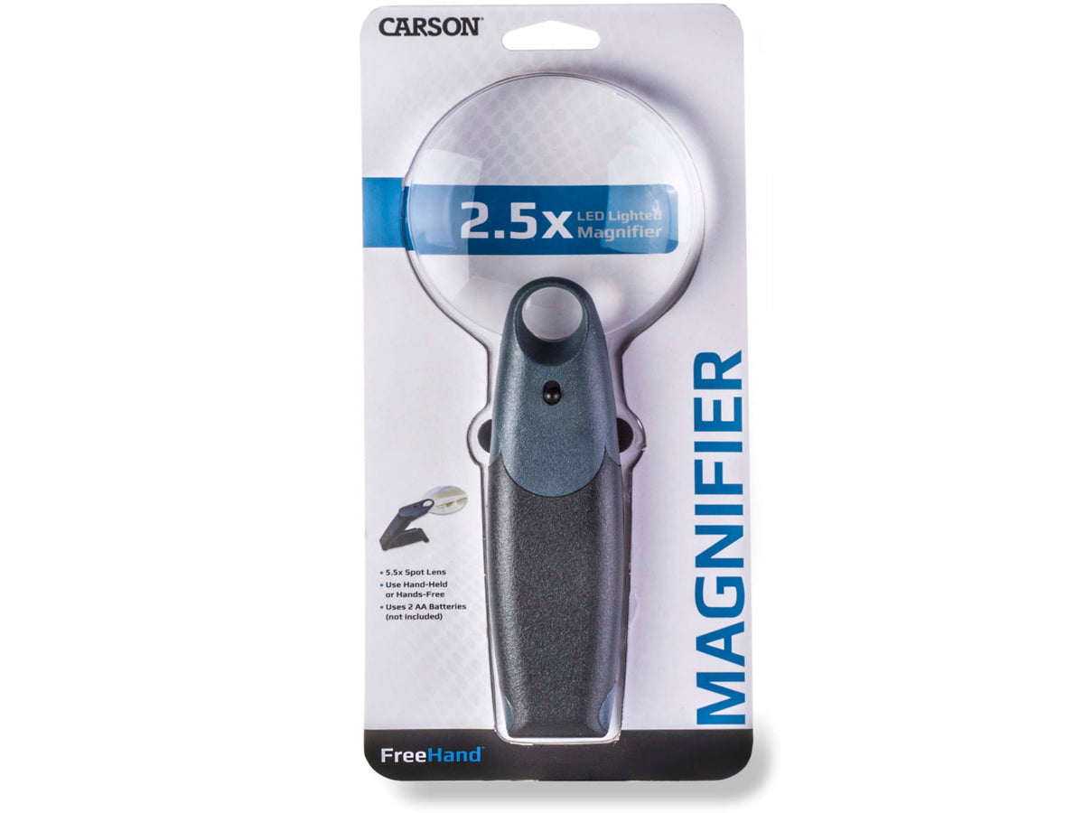 Carson FreeHand 2.5x Lighted Magnifier with 5x Spot Lens