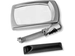 Carson LED Lighted Folding Rectangular Magnifier 2.5x Power Silver/Black Small MJ-30