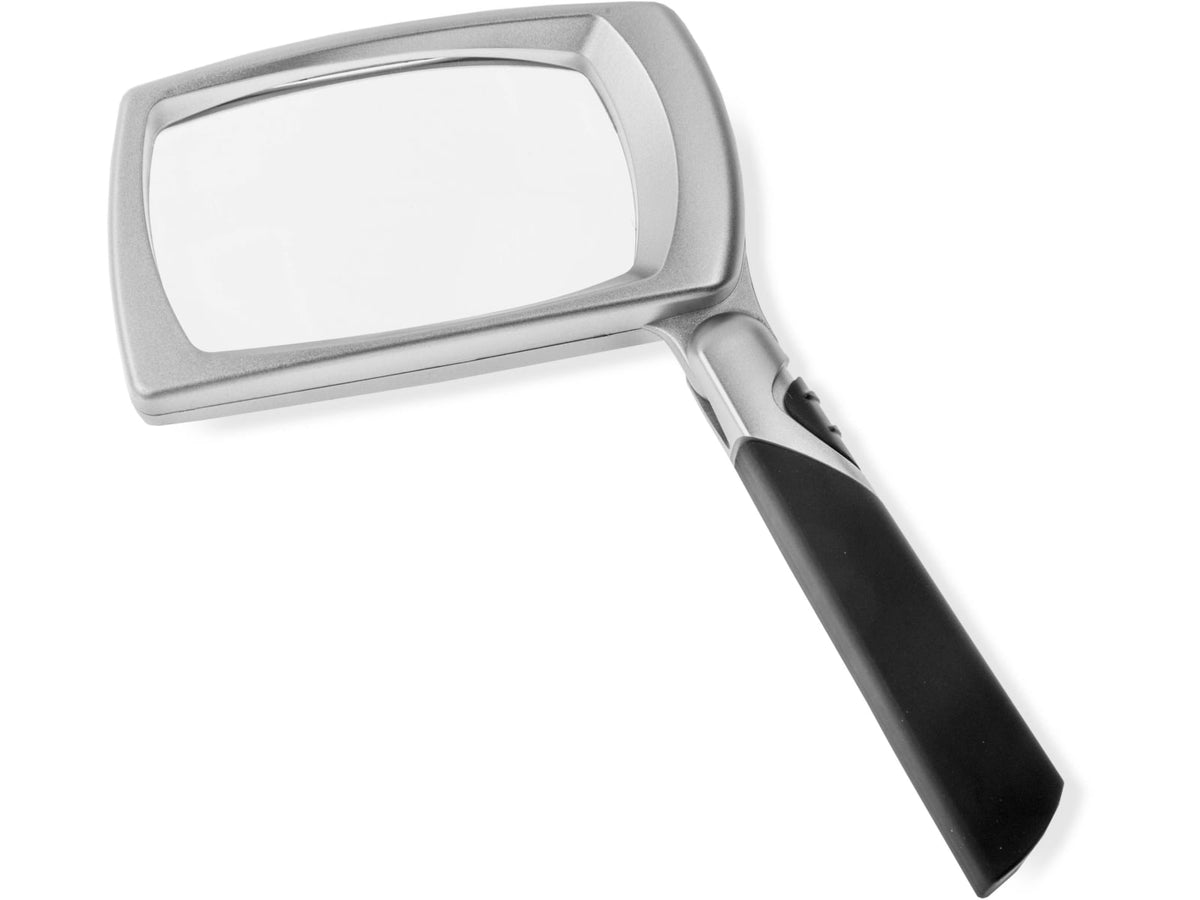 Carson LED Lighted Folding Rectangular Magnifier 2.5x Power Silver/Black Small MJ-30
