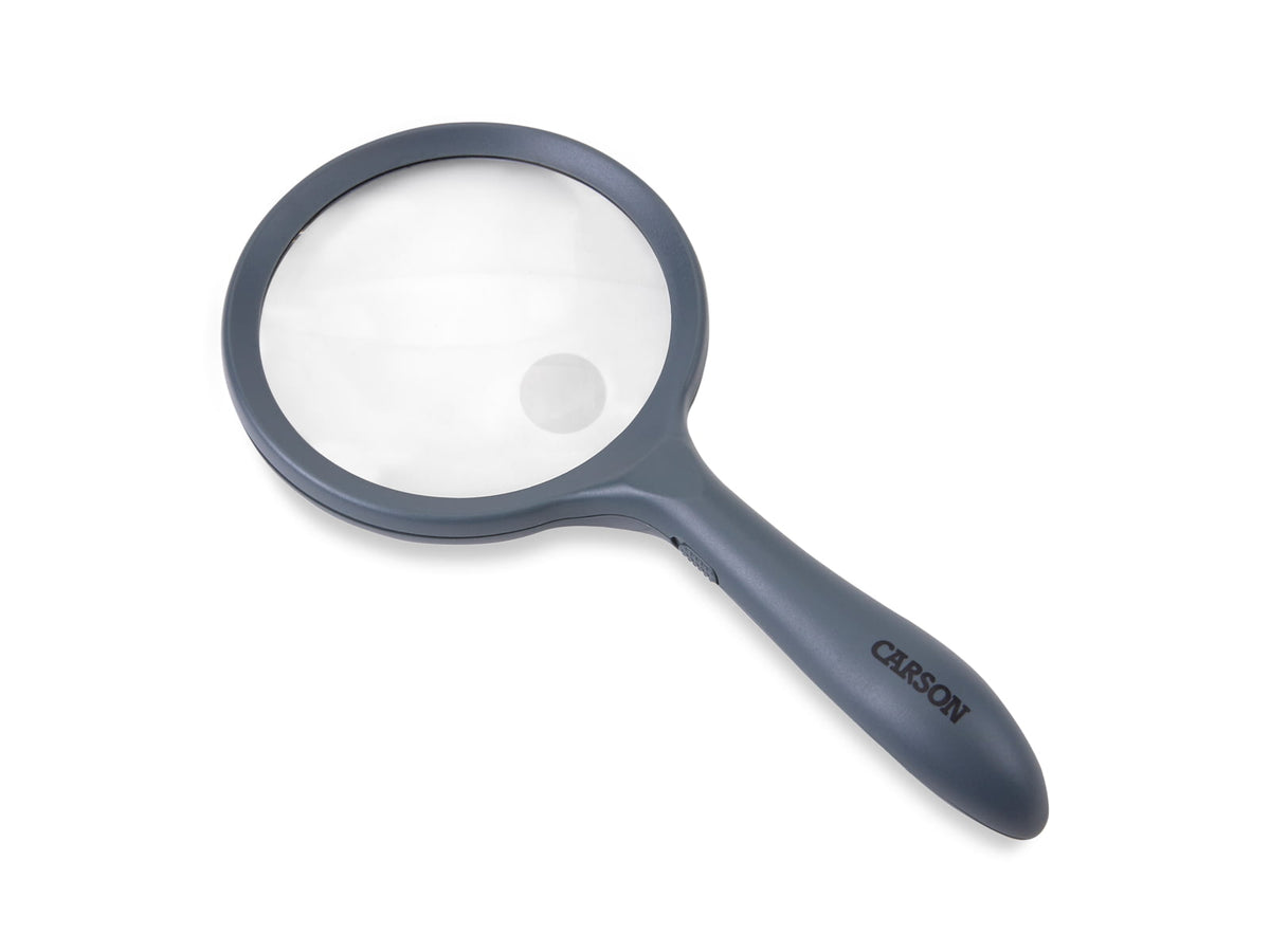 Carson LED Lighted HandHeld 2x Magnifier w/4x Spot Lens Gray hm-44
