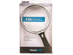 Carson LED Lighted Oversized Handheld Magnifier 1.5x Power 5in Black/Silver Small