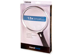 Carson LED Lighted Oversized Handheld Magnifier 1.5x Power 5in Black/Silver Small