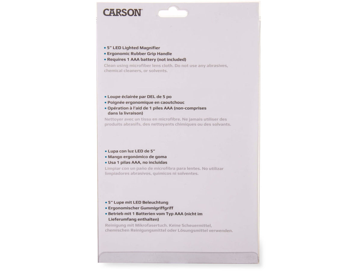 Carson LED Lighted Oversized Handheld Magnifier 1.5x Power 5in Black/Silver Small