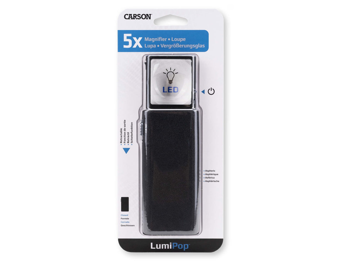 Carson LumiPop 5X LED Light Pop-Out Magnifier Loupe Black LP-66