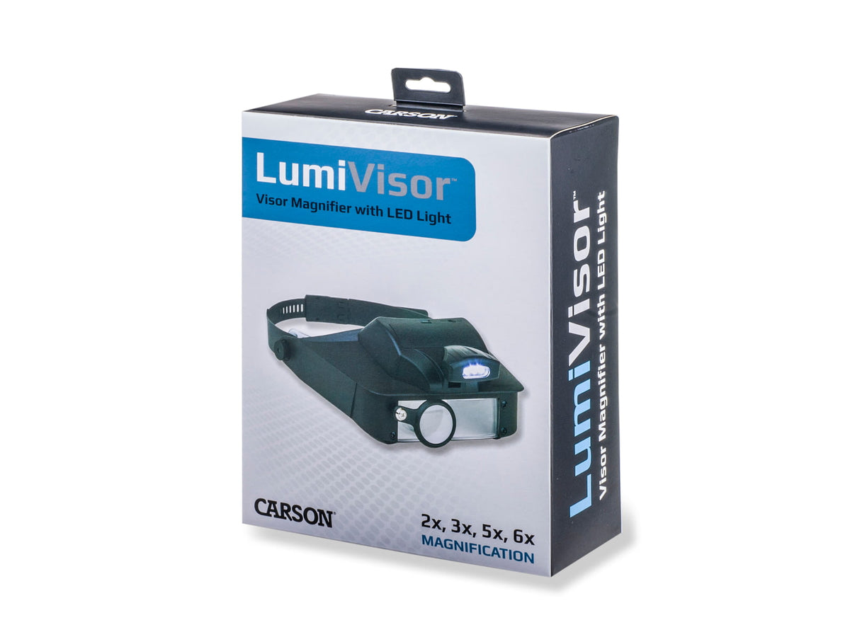 Carson LumiVisor 2x/3x/5x/6x LED Lighted Head Visor Magnifier Loupe Black LV-10
