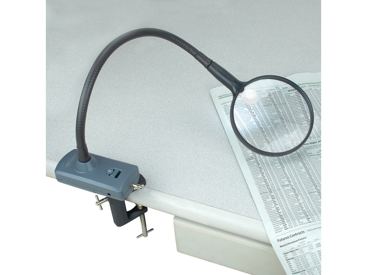 Carson MagniFlex LED Lighted Flexible Magnifier w/ Table Clamp and Power Adapter CL-65