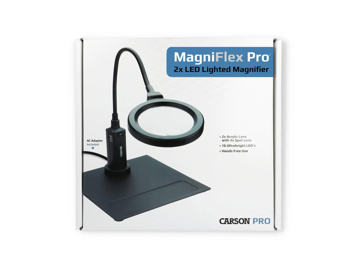 Carson MagniFlexPro 2x LED Lighted Magnifier Loupe w/ 4x Spot Lens Black CP-90