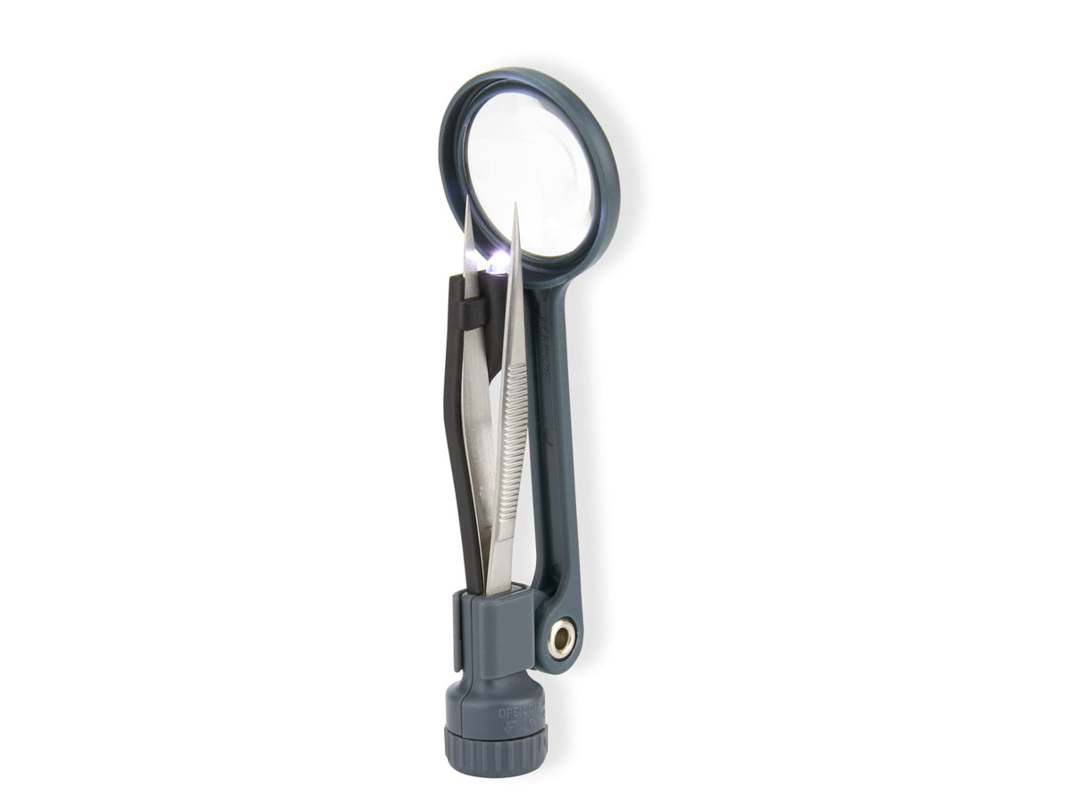 Carson MagniGrip 4x LED Lighted Magnifier w/ Precision Tweezers - Batteries Included MG-88