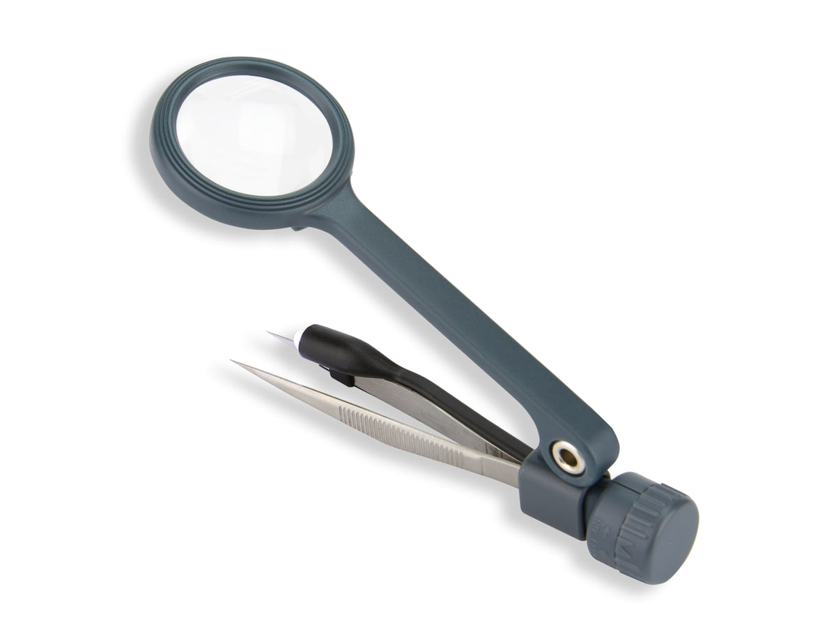 Carson MagniGrip 4x LED Lighted Magnifier w/ Precision Tweezers - Batteries Included MG-88