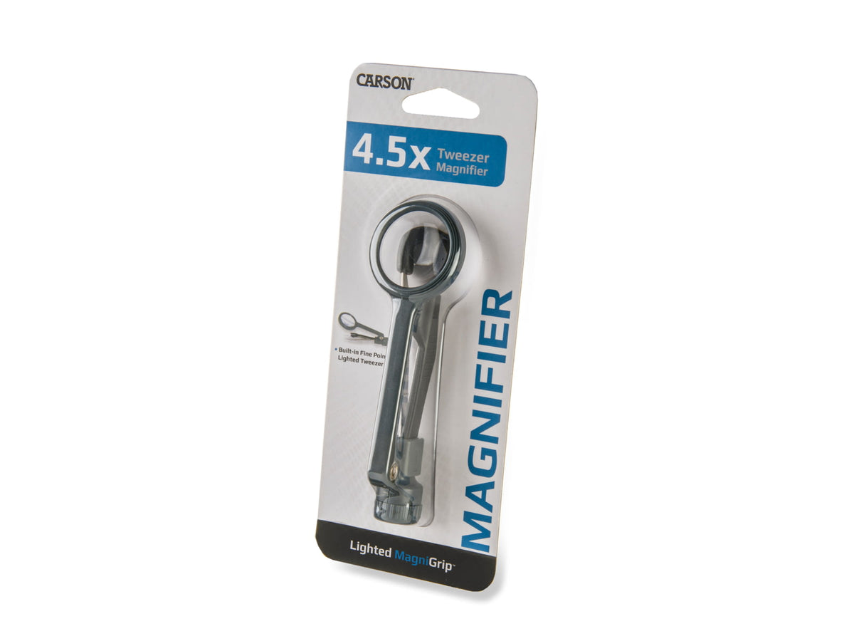 Carson MagniGrip 4x LED Lighted Magnifier w/ Precision Tweezers - Batteries Included MG-88