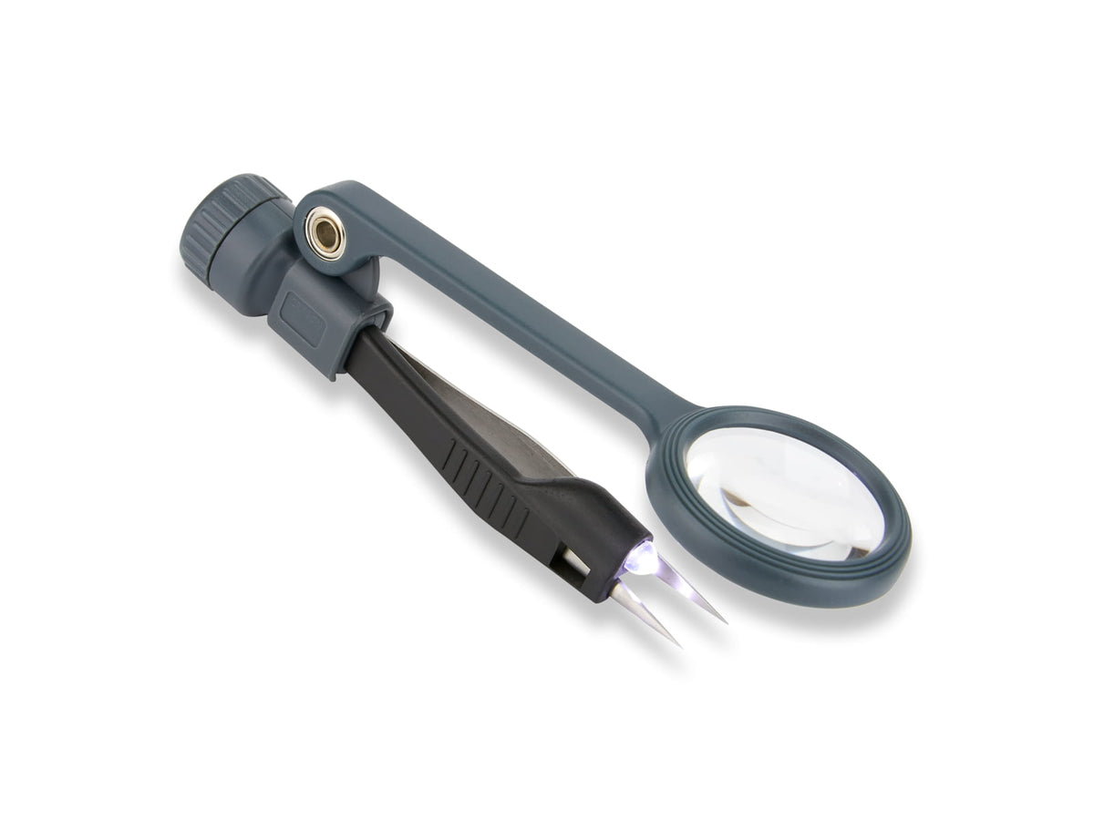 Carson MagniGrip 4x LED Lighted Magnifier w/ Precision Tweezers - Batteries Included MG-88