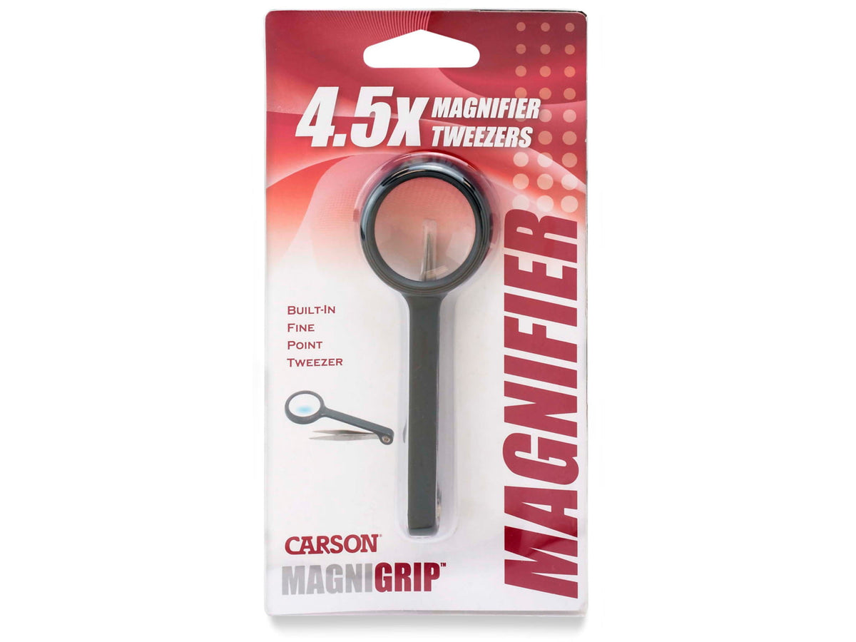 Carson MagniGrip 4x Magnifier with Attached Precision Tweezers MG-55