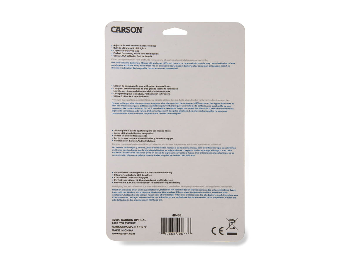 Carson MagniShine 2x Hands Free LED Lighted Magnifier HF-66