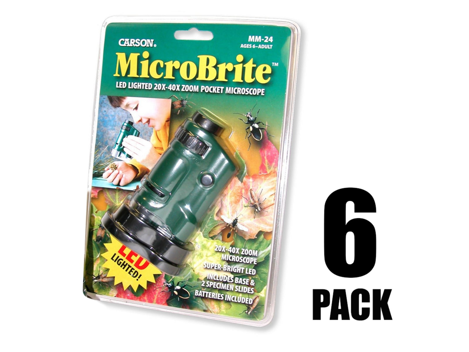 Carson MicroBrite 20x-40x LED Pocket Microscope Green 3.9x2.1x1.1 MM-24MU