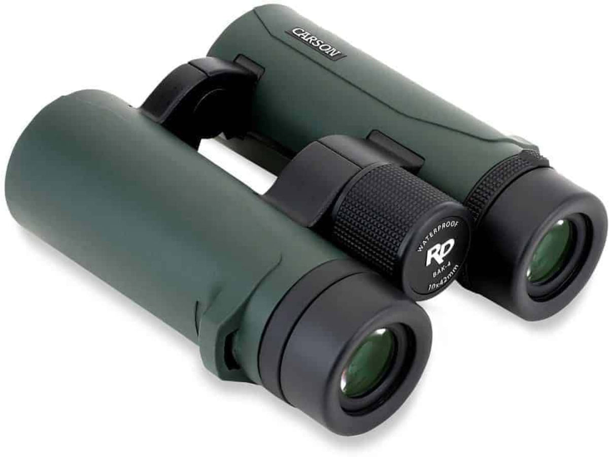 Carson Open Bridge 10x42mm Roof Prism Binoculars Matte Green