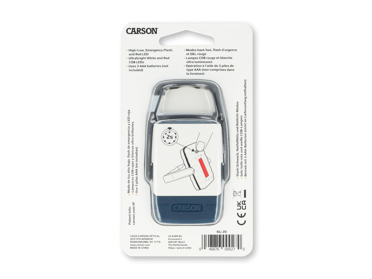 Carson Optical LED Flashlight w/ Hook and Stand Blue 1.9 in x 0.6 in x 3.3 in KL-20