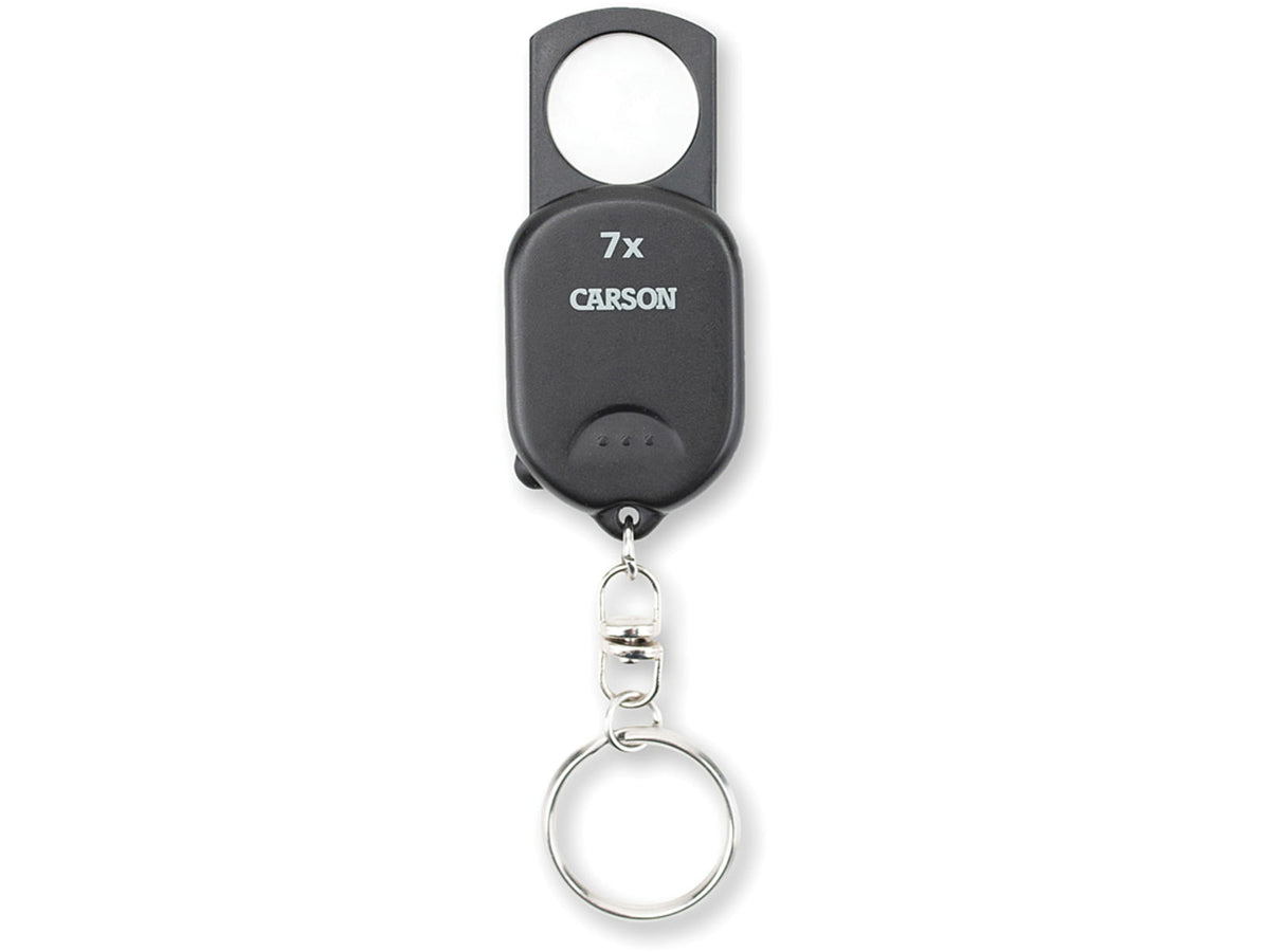Carson Optical Clip & View Pop Up Keycha in 7x Magnifier 2.75 in Overall GN-70