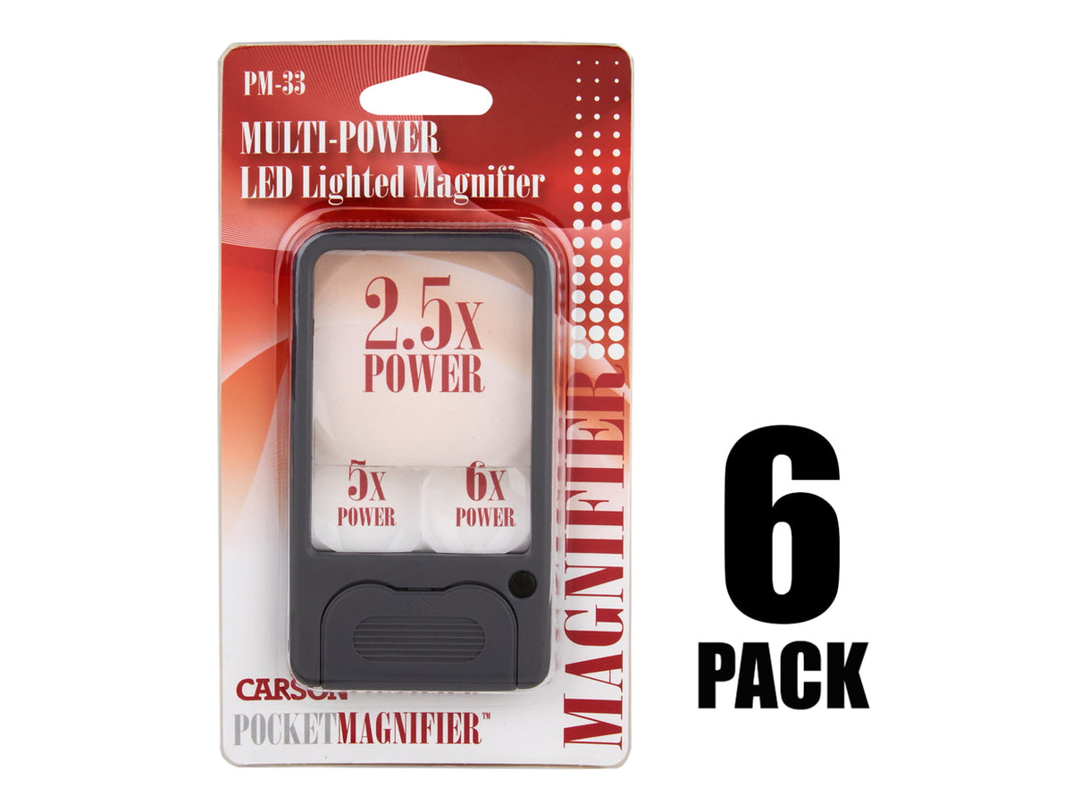Carson PocketMag Pocket Magnifier Loupe w/LED Grey 4.3x2.4x.4 PM-33MU