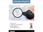 Carson Slide-OpenGlass Magnifier 4x w/Attached Case Black Small GN-11