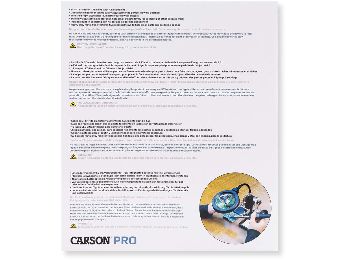 Carson SolderMag 1.75x Station Magnifier Loupe Black CP-50