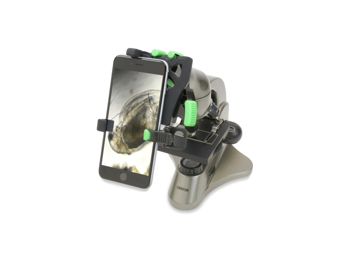 Carson 100-1000x Table Top Microscope w/Universal Smartphone Adapter for Microscopes Black/Gray MS-100SP