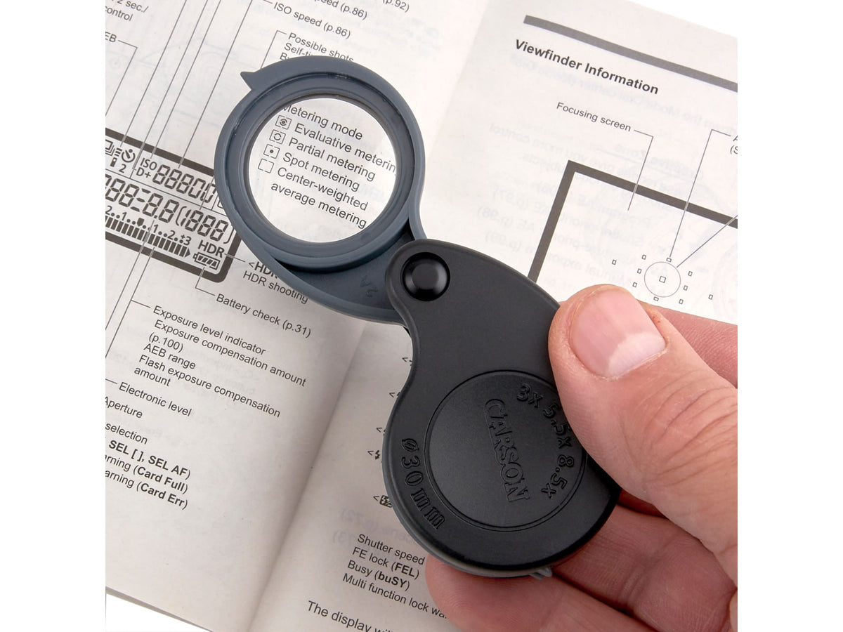 Carson TriView 3x / 6x / 8.5x Folding Loupe Magnifier TV36