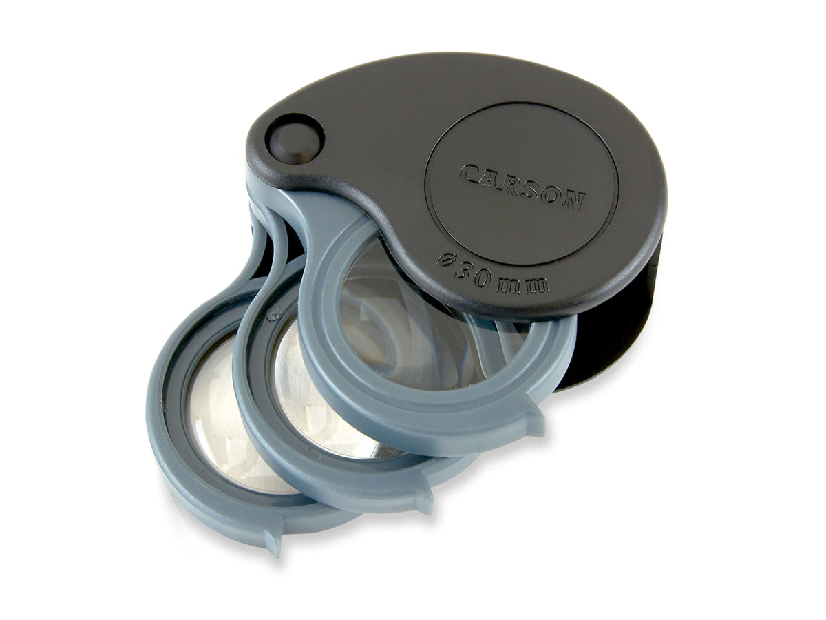 Carson TriView 5x / 10x / 15x Folding Loupe with Built-in Case