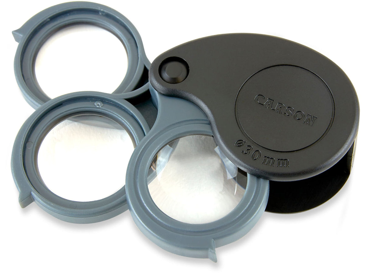 Carson TriView 5x / 10x / 15x Folding Loupe with Built-in Case