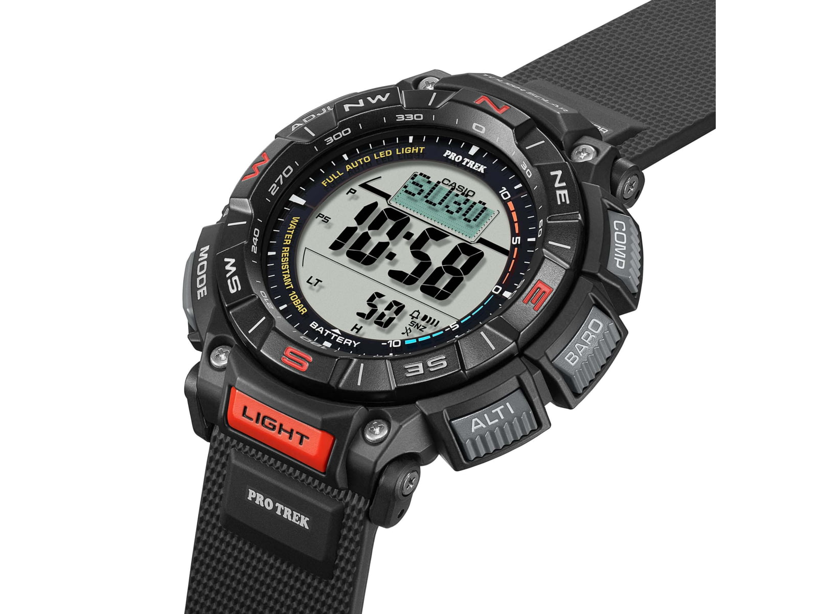 Casio Outdoor Casio Pro Trek Solar Watch Triple Sensor Watching Featuring an Altimeter Barometer Digital Compass Thermometer and 100M WR - Men's