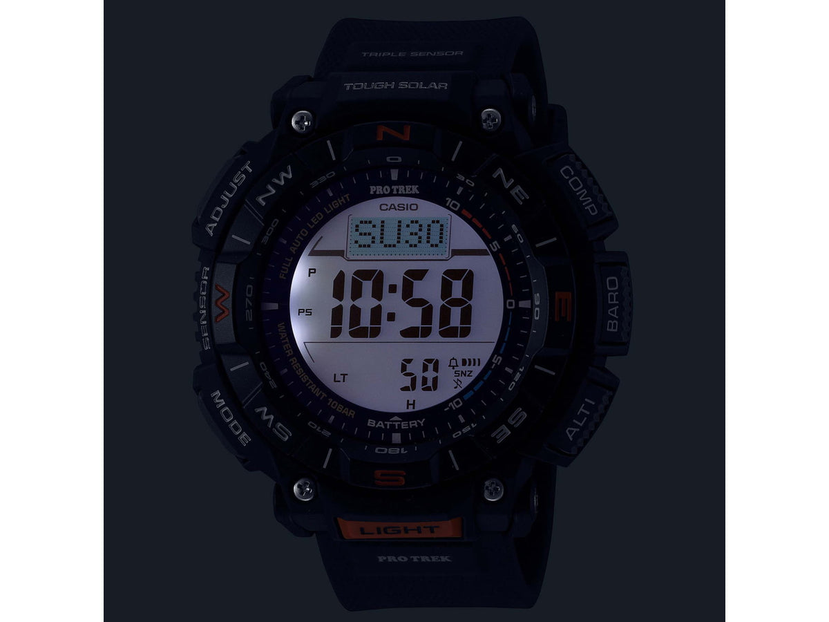 Casio Outdoor Casio Pro Trek Solar Watch Triple Sensor Watching Featuring an Altimeter Barometer Digital Compass Thermometer and 100M WR - Men's