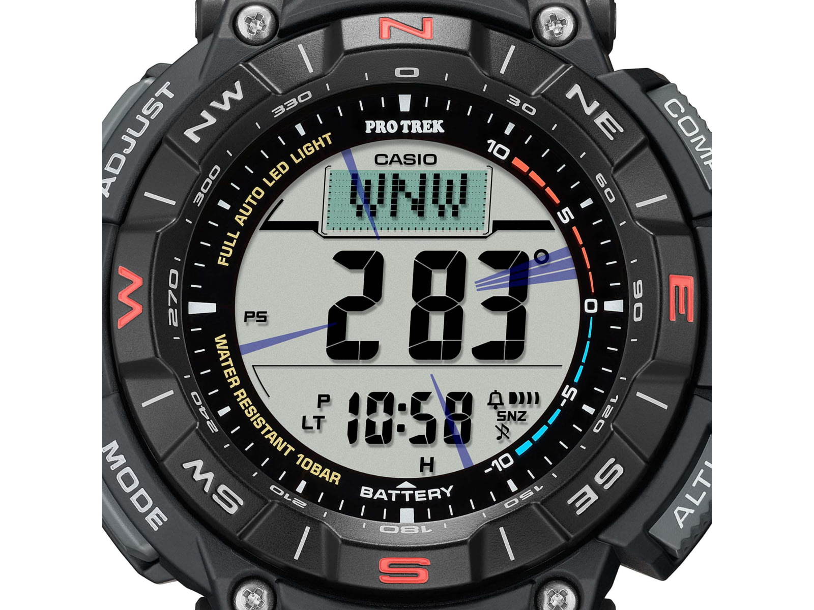 Casio Outdoor Casio Pro Trek Solar Watch Triple Sensor Watching Featuring an Altimeter Barometer Digital Compass Thermometer and 100M WR - Men's