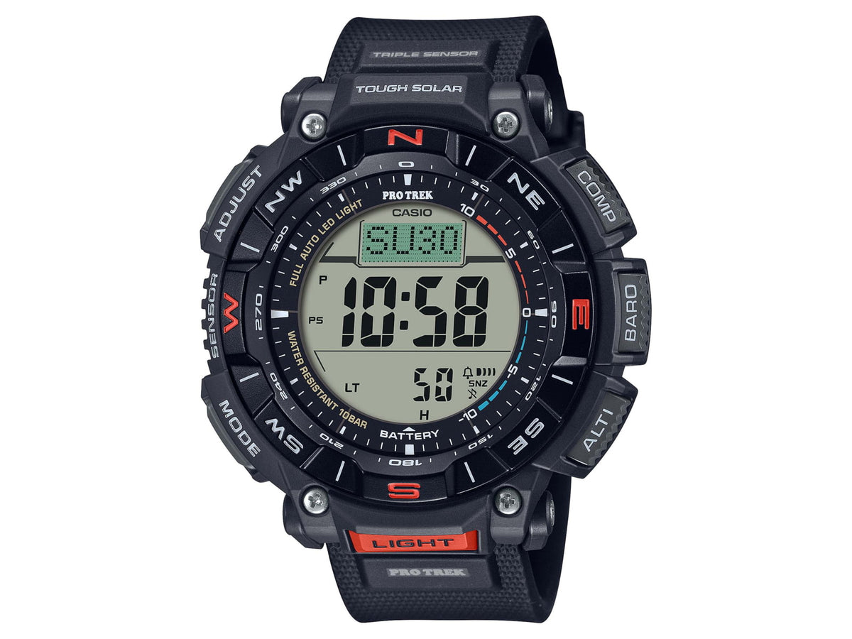 Casio Outdoor Casio Pro Trek Solar Watch Triple Sensor Watching Featuring an Altimeter Barometer Digital Compass Thermometer and 100M WR - Men's