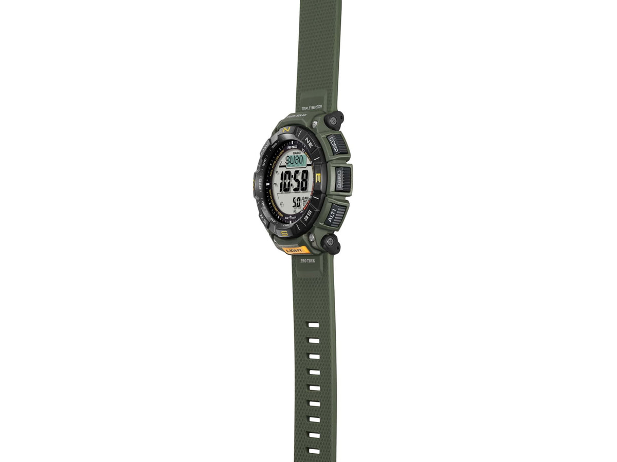 Casio Outdoor Casio Pro Trek Solar Watch Triple Sensor Watching Featuring an Altimeter Barometer Digital Compass Thermometer and 100M WR - Men's
