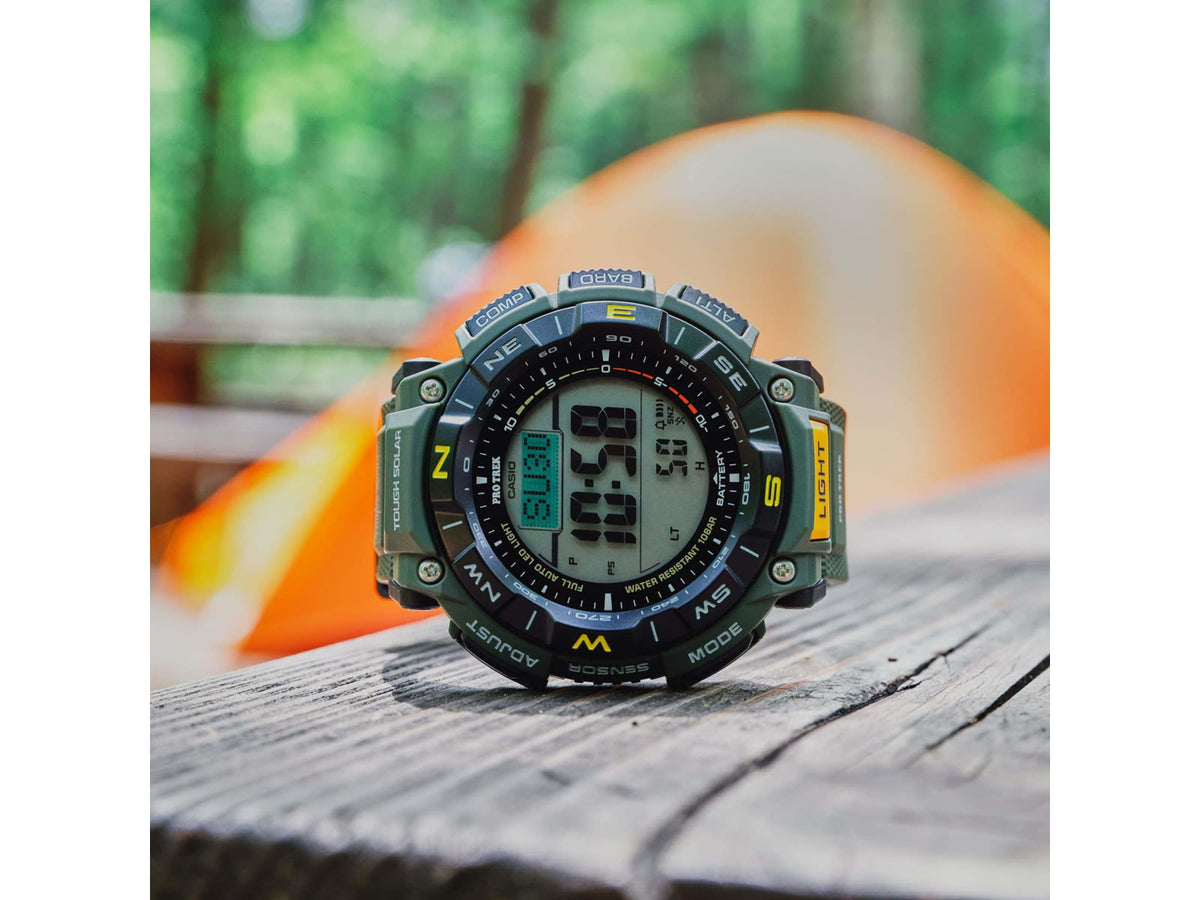 Casio Outdoor Casio Pro Trek Solar Watch Triple Sensor Watching Featuring an Altimeter Barometer Digital Compass Thermometer and 100M WR - Men's