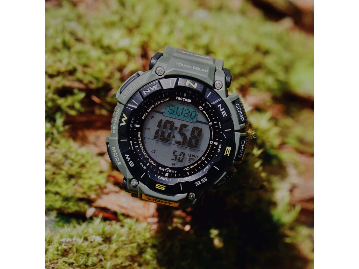 Casio Outdoor Casio Pro Trek Solar Watch Triple Sensor Watching Featuring an Altimeter Barometer Digital Compass Thermometer and 100M WR - Men's