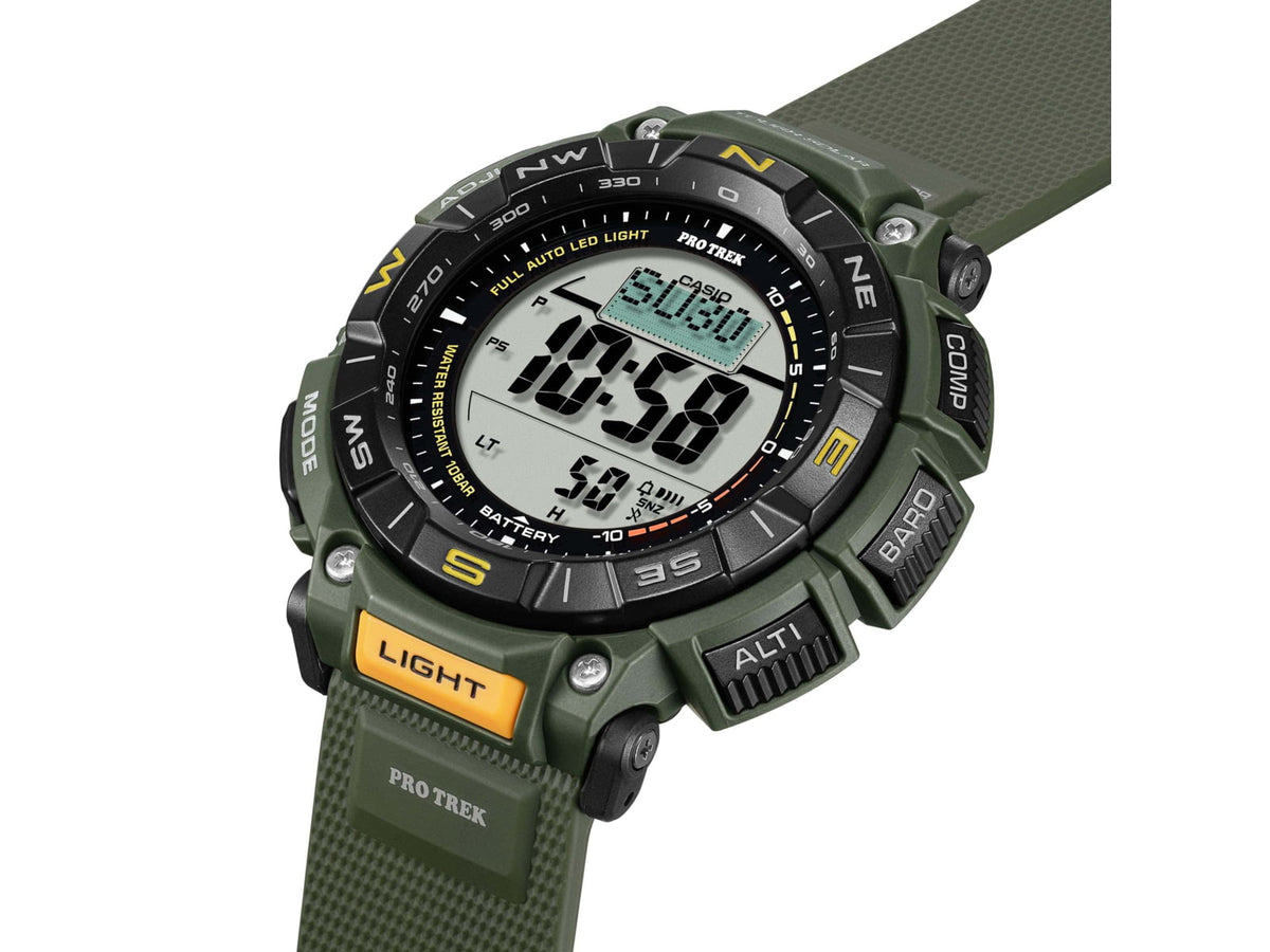 Casio Outdoor Casio Pro Trek Solar Watch Triple Sensor Watching Featuring an Altimeter Barometer Digital Compass Thermometer and 100M WR - Men's
