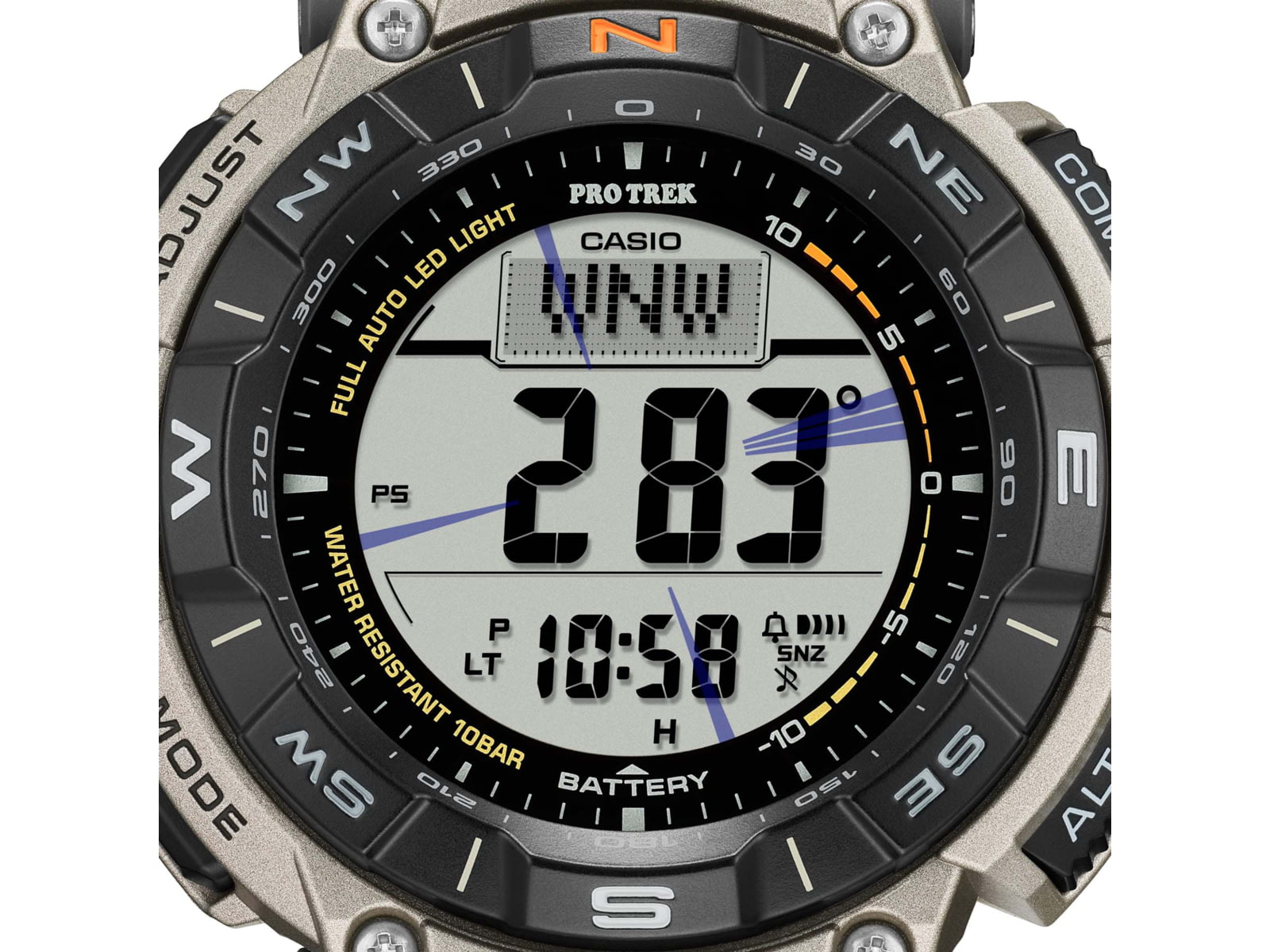 Casio Outdoor Casio Pro Trek Solar Watch Triple Sensor Watching Featuring an Altimeter Barometer Digital Compass Thermometer and 100M WR Titanium Band