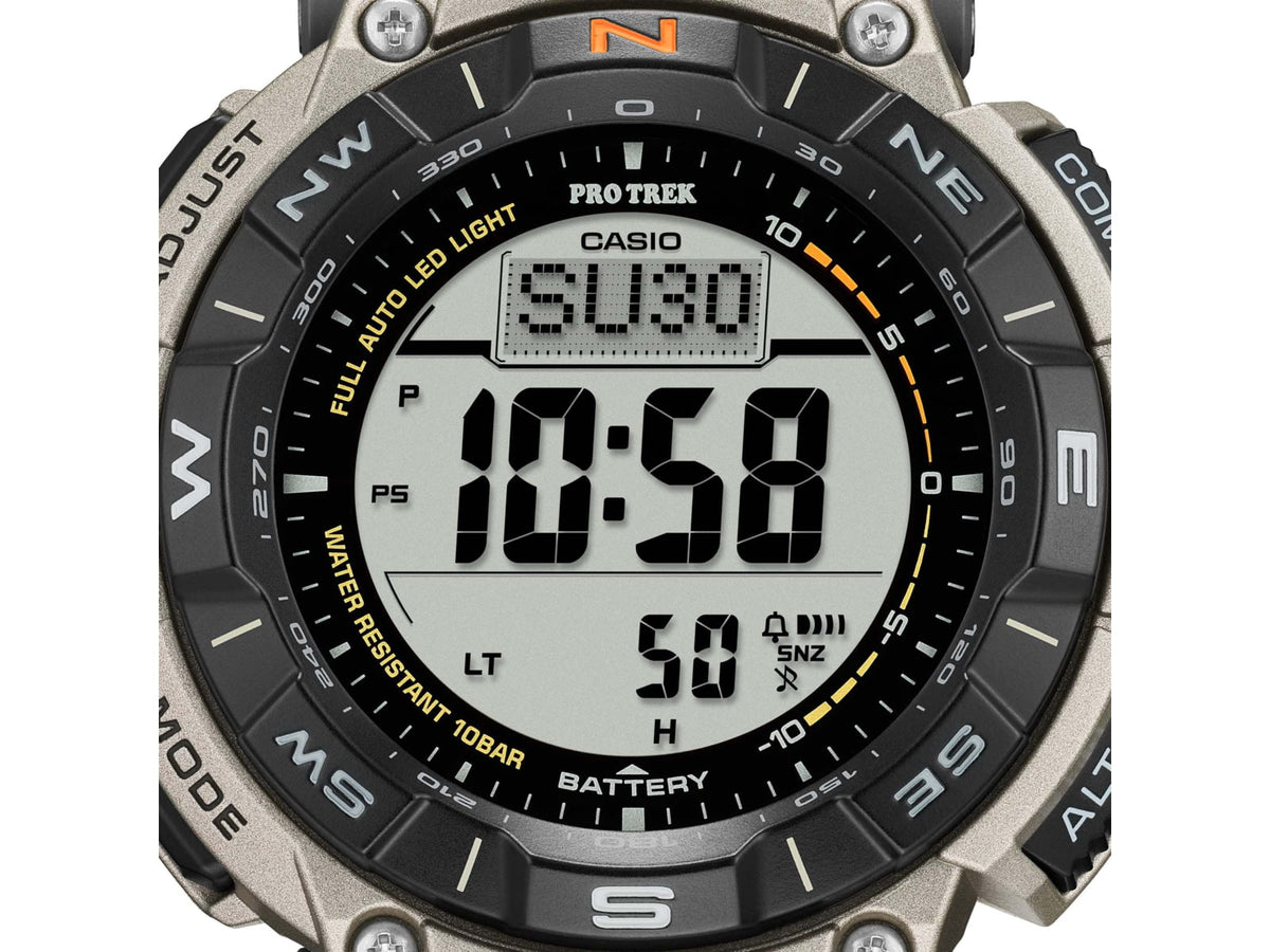 Casio Outdoor Casio Pro Trek Solar Watch Triple Sensor Watching Featuring an Altimeter Barometer Digital Compass Thermometer and 100M WR Titanium Band
