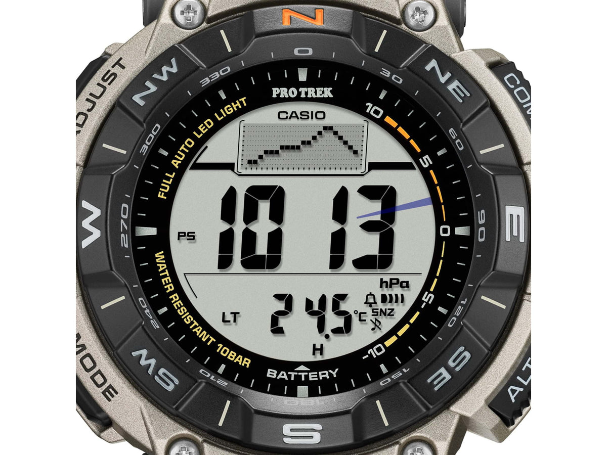 Casio Outdoor Casio Pro Trek Solar Watch Triple Sensor Watching Featuring an Altimeter Barometer Digital Compass Thermometer and 100M WR Titanium Band