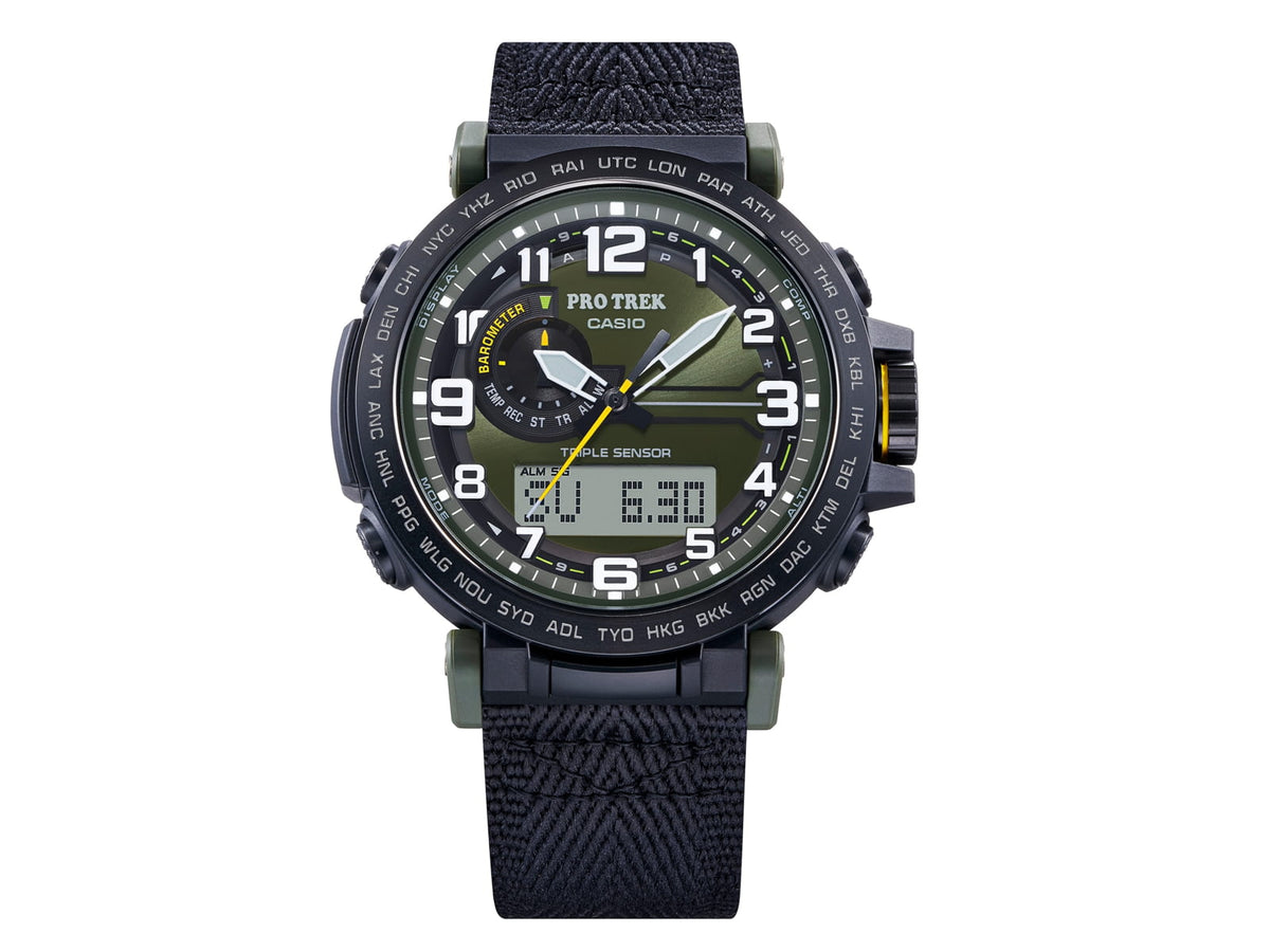DEMO Casio PRO TREK Tough Solar Triple Sensor Watch - Men's Green