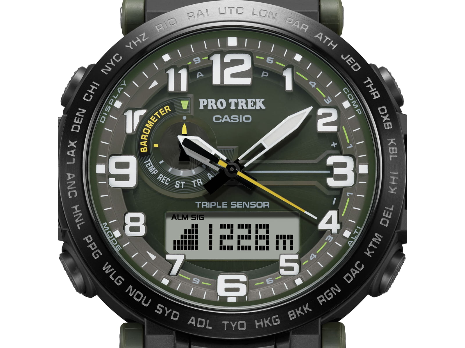 DEMO Casio PRO TREK Tough Solar Triple Sensor Watch - Men's Green