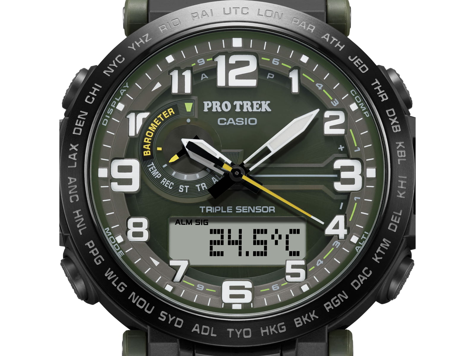 DEMO Casio PRO TREK Tough Solar Triple Sensor Watch - Men's Green