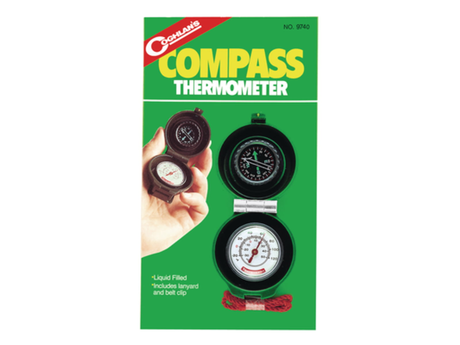 Coghlans Compass and Thermometer Combo With Belt Clip and Lanyard 9740