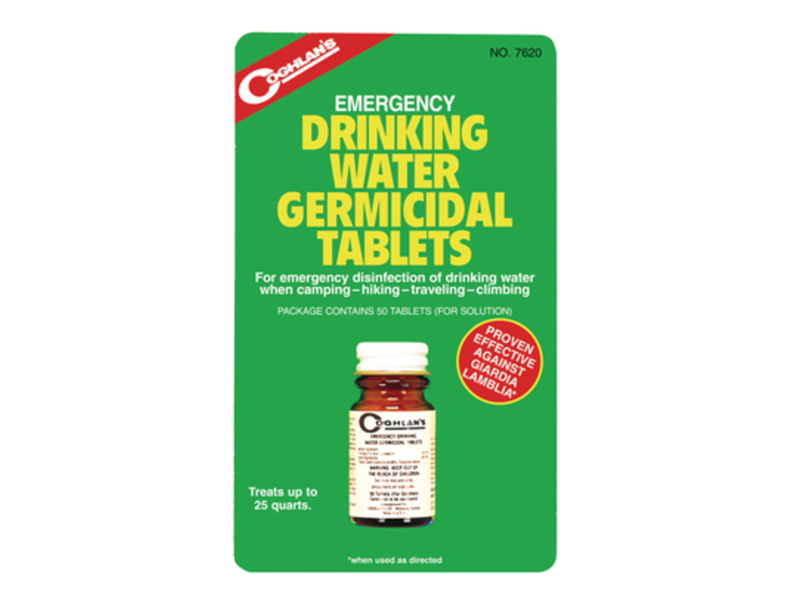 Coghlans Emergency Germicidal Drinking Water Tablets 50 Per Bottle - 7620