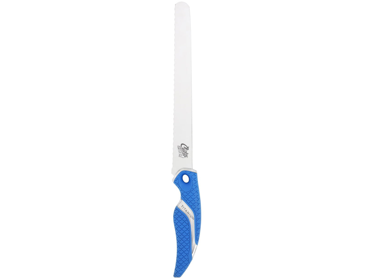 Cuda 9in Titanium Bonded Chunk Knive Titanium Bonded Blade Non-Slip Cuda Scale Pattern Grips 18830