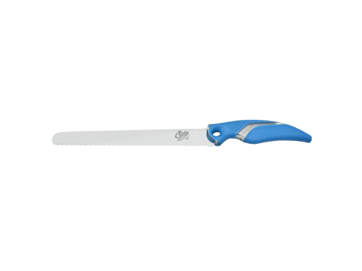 Cuda 9in Titanium Bonded Chunk Knive Titanium Bonded Blade Non-Slip Cuda Scale Pattern Grips 18830