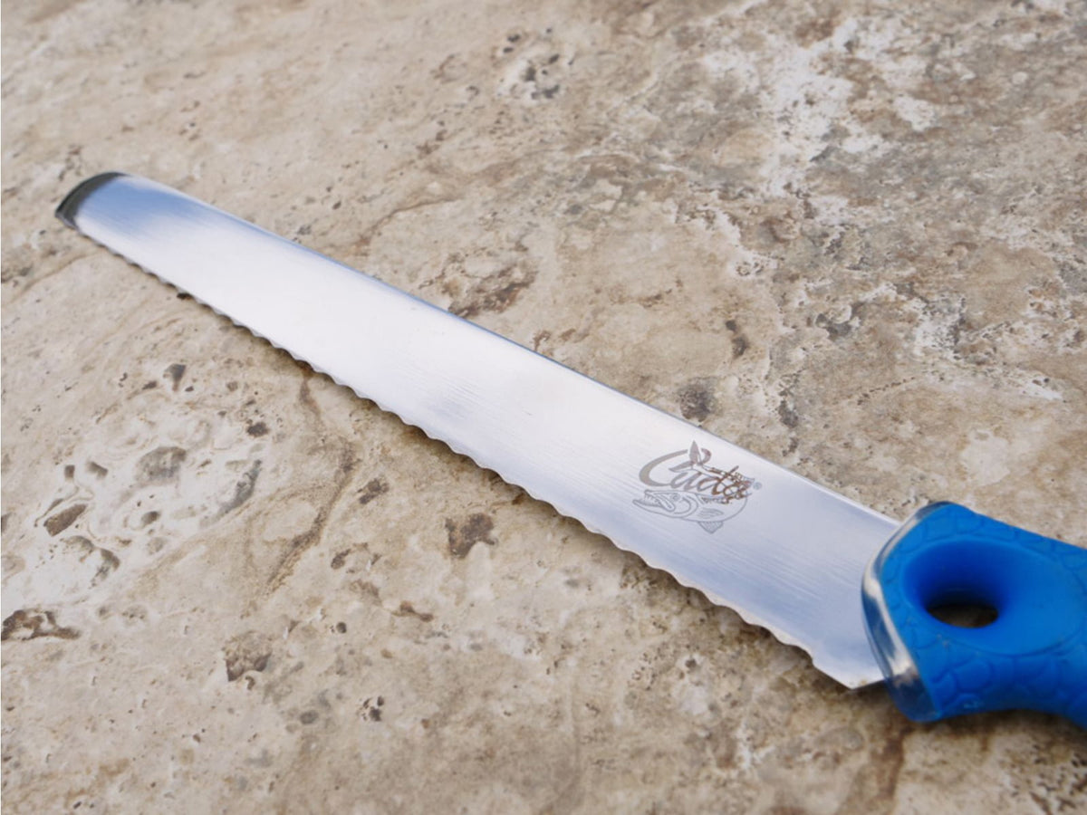Cuda 9in Titanium Bonded Chunk Knive Titanium Bonded Blade Non-Slip Cuda Scale Pattern Grips 18830