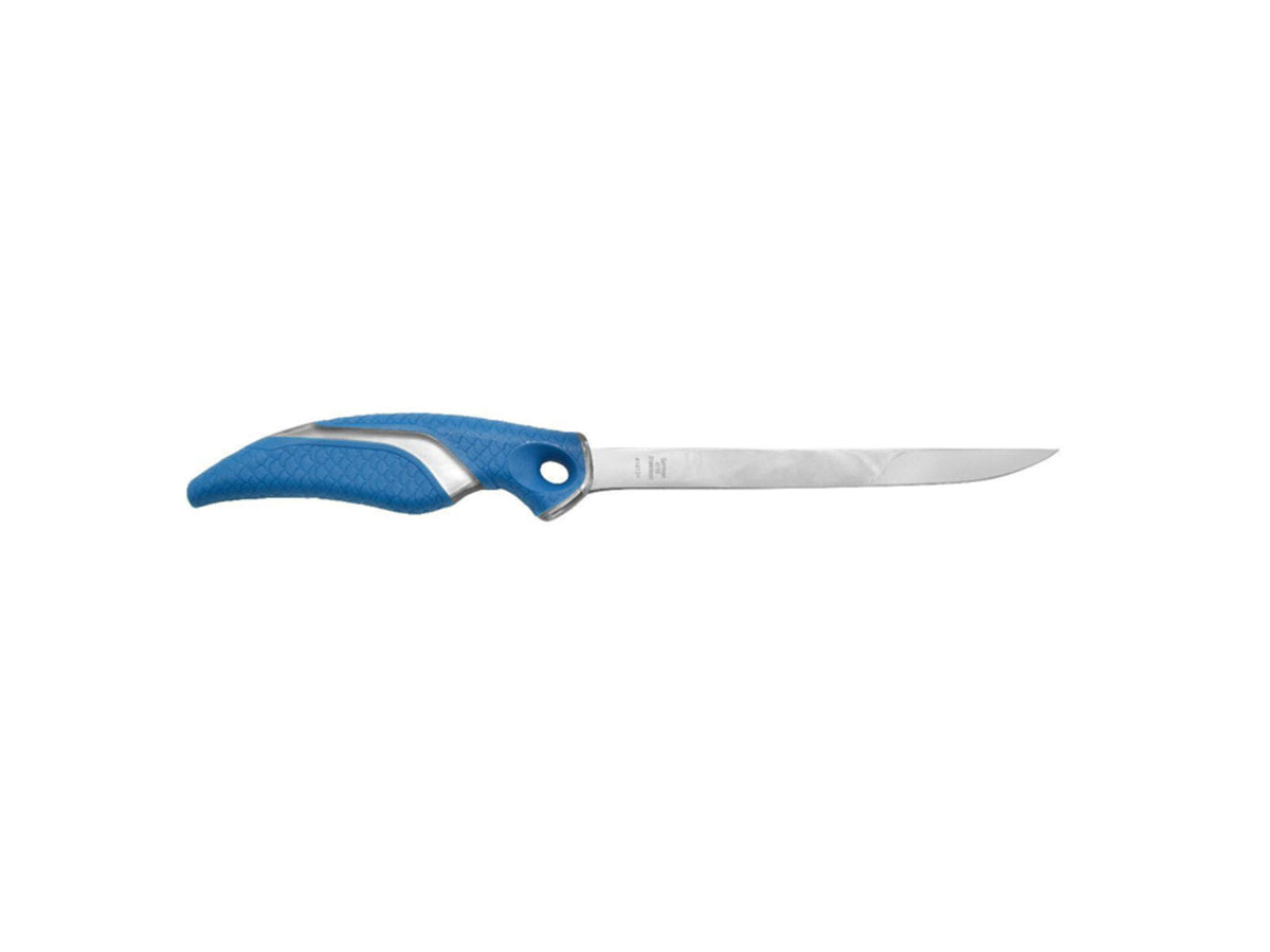 Cuda Knives Cuda 7 in Fillet With Sheath Fixed Blade Knife 7in German 4116 Steel Standard Edge Blue Synthetic Handle 18124